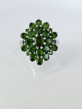 Genuine Chrome Diopside Cluster Ring